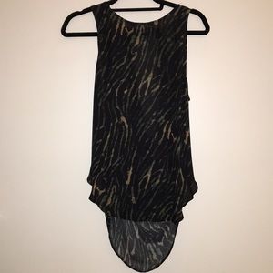 Patterned Haute Hippie Silk Blouse with Open Back